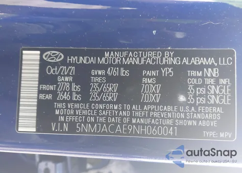 2022 Hyundai Tucson Se from USA, damaged, VIN 5NMJACAE9NH060041